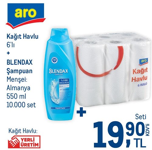 Aro Kağıt Havlu 6'lı+Blendax Şampuan 550 ml image