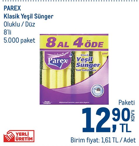 Parex Klasik Yeşil Sünger 8'li image