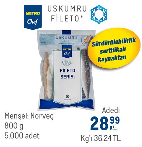 Metro Chef Uskumru Fileto 800 g image