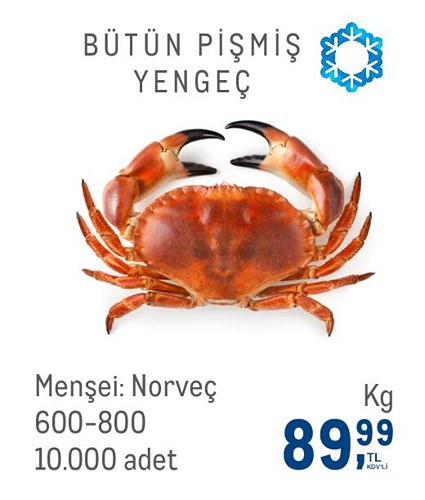 Bütün Pişmiş Yengeç 600/800 kg image
