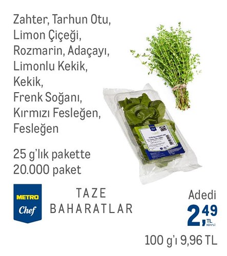 Taze Baharatlar/Adedi image