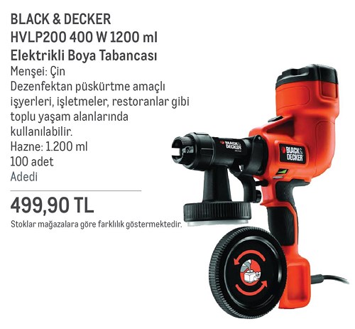 Black&Decker HVLP200 400 W 1200 ml Elektrikli Boya Tabancası image