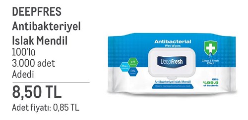 Deepfres Antibakteriyel Islak Mendil 100'lü image