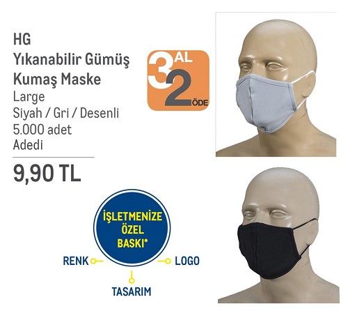 Hg Yıkanabilir Gümüş Kumaş Maske Large image