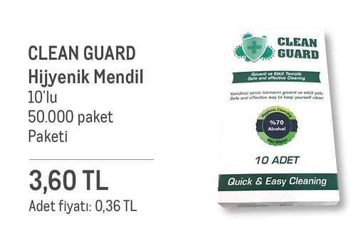 Clean Guard Hijyenik Mendil 10'lu image