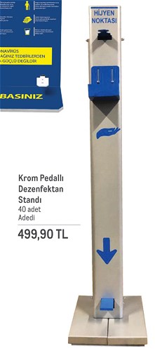 Krom Pedallı Dezenfektan Standı image