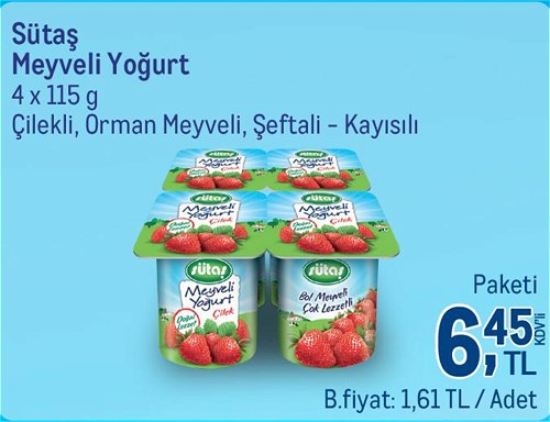 Sütaş Meyveli Yoğurt 4x115 g image