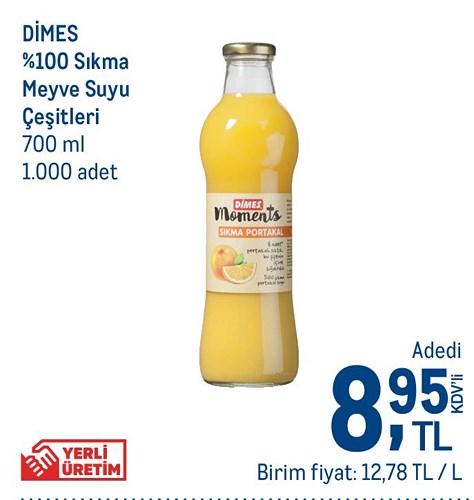 Dimes %100 Sıkma Meyve Suyu Çeşitleri 700 ml image