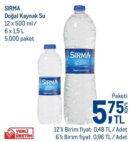 Sırma Doğal Kaynak Su 12x500 ml/6x1,5 l image