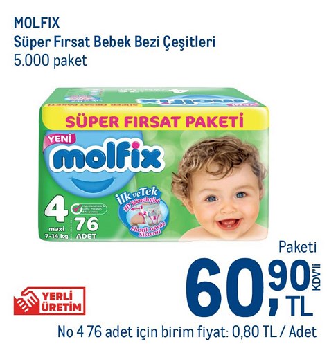 Molfix Süper Fırsat Bebek Bezi No 4 76 Adet image