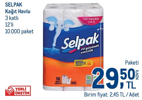 Selpak Kağıt Havlu 3 Katlı 12'li image