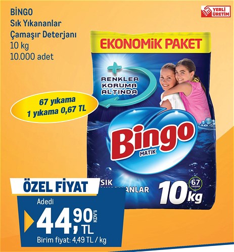 Bingo Sık Yıkananlar Çamaşır Deterjanı 10 kg image