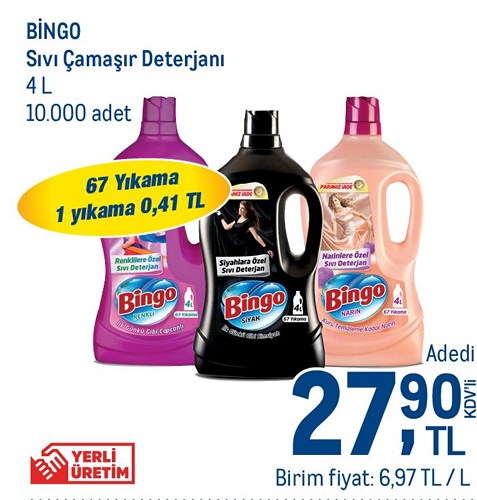 Bingo Sıvı Çamaşır Deterjanı 4 l image