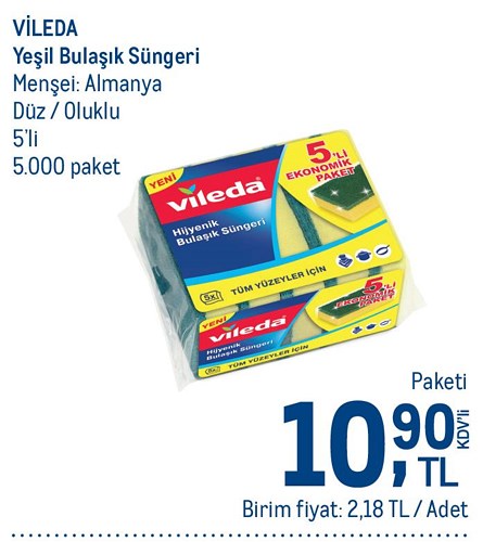 Vileda Yeşil Bulaşık Süngeri 5'li image