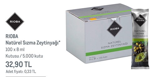 Rioba Natürel Sızma Zeytinyağı 100x8 ml image
