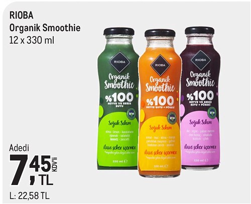 Rioba Organik Smoothie 12x330 ml 12'li Kolide Adedi image