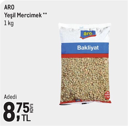 Aro Yeşil Mercimek 1 kg image