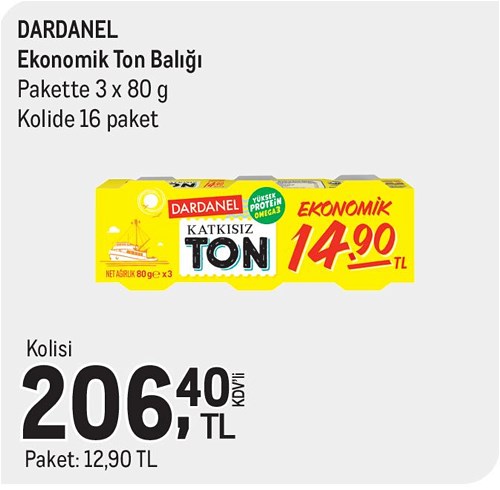 Dardanel Ekonomik Ton Balığı 3x80 g Kolide 48 Paket image