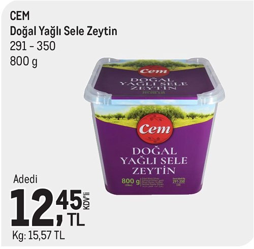 Cem Doğal Yağlı Sele Zeytin 291-350 800 g image