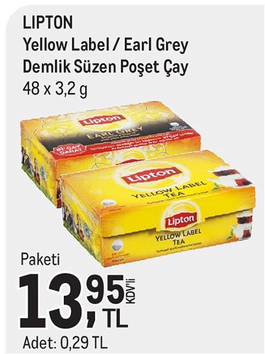 Lipton Yellow Label/Earl Grey Demlik Süzen Poşet Çay 48x3,2 g image