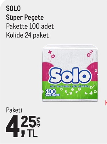 Solo Süper Peçete Pakette 100 Adet image