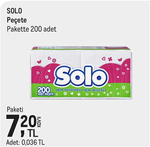 Solo Peçete Pakette 200 Adet image