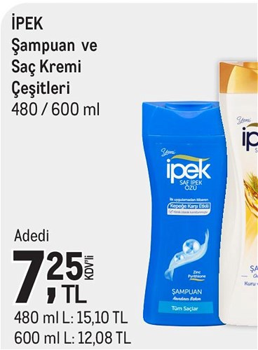 İpek Şampuan ve Saç Kremi Çeşitleri 480/600 ml image