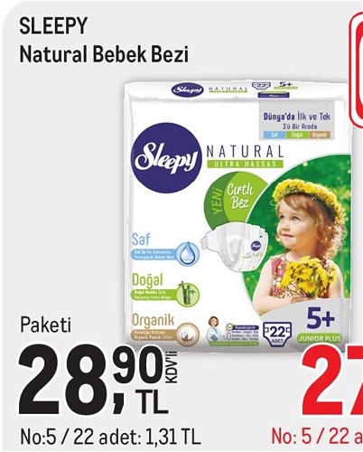 Sleepy Natural Bebek Bezi No:5 22 Adet image