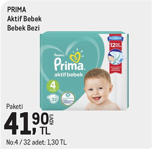 Prima Aktif Bebek Bezi No:4 32 Adet image