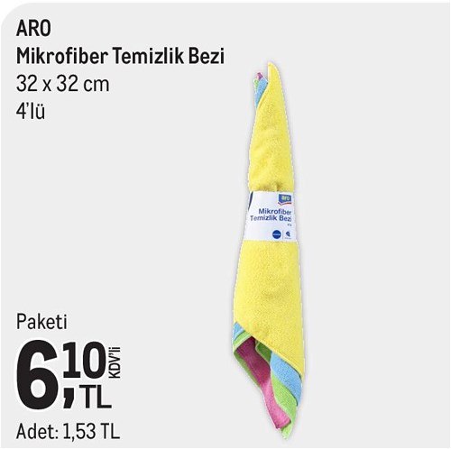 Aro Mikrofiber Temizlik Bezi 32x32 4'lü image