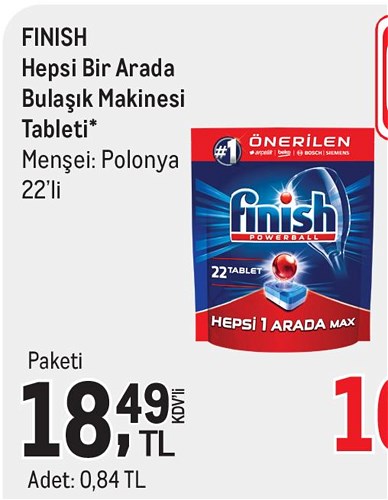 Finish Hepsi Bir Arada Bulaşık Makinesi Tableti 22'li image