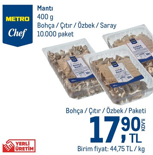 Metro Chef Bohça/Çıtır/Özbek/Saray Mantı 400 g image