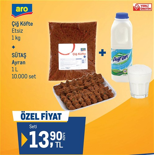 Aro Çiğ Köfte Etsiz 1 kg + Sütaş Ayran 1 L image