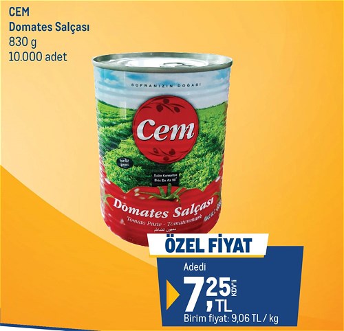 Cem Domates Salçası 830 g image