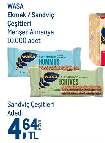 Wasa Ekmek / Sandviç Çeşitleri Adedi image