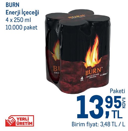 Burn Enerji İçeceği 4 x 250 ml image