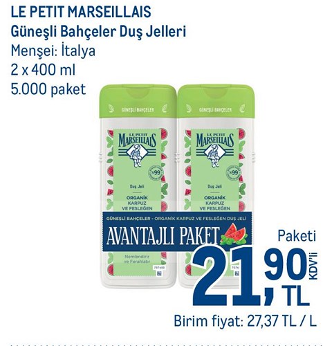 Le Petit Marseillais Güneşli Bahçeler Duş Jelleri 2 x 400 ml image