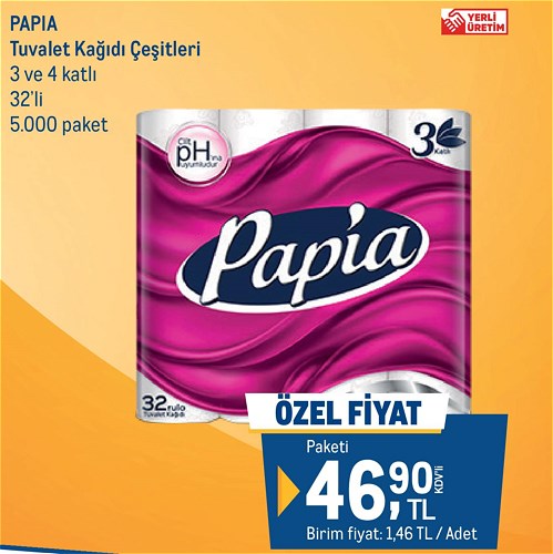 Papia Tuvalet Kağıdı Çeşitleri 3 ve  4 Katlı 32'li image