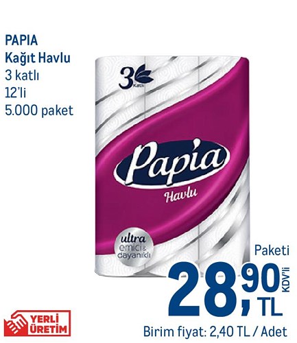 Papia Kağıt Havlu 3 Katlı 12'li image