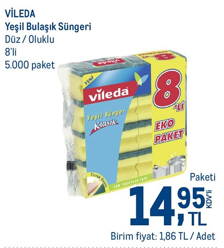 Vileda Yeşil Bulaşık Süngeri 8'li image