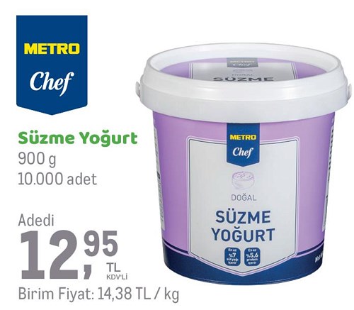 Metro Chef Süzme Yoğurt 900 g image