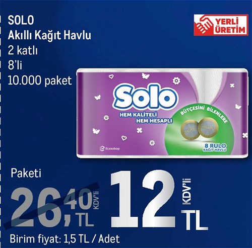 Solo Akıllı Kağıt Havlu 2 Katlı 8'li image