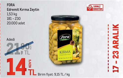 Fora Edremit Kırma Zeytin 1,53 kg 181 - 230 image