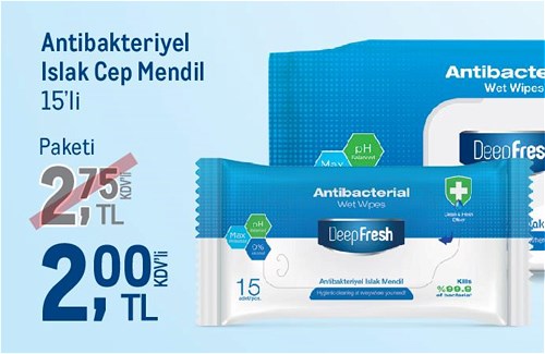 DeepFresh Antibakteriyel Islak Cep Mendil 15'li image