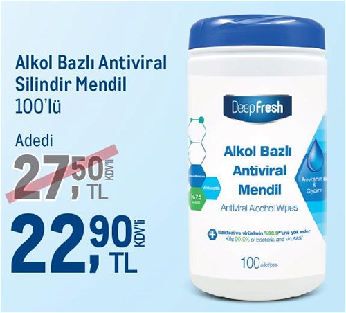 DeepFresh Alkol Bazlı Antiviral Silindir Mendil 100'lü image