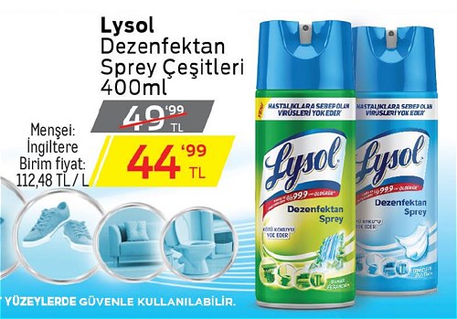 Lysol Dezenfektan Sprey Çeşitleri 400 ml image