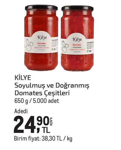 Kilye Soyulmuş ve Doğranmış Domates Çeşitleri 650 g image