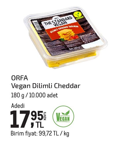 Orfa Vegan Dilimli Cheddar 180 g image