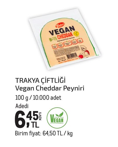 Trakya Çiftliği Vegan Cheddar Peyniri 100 g image