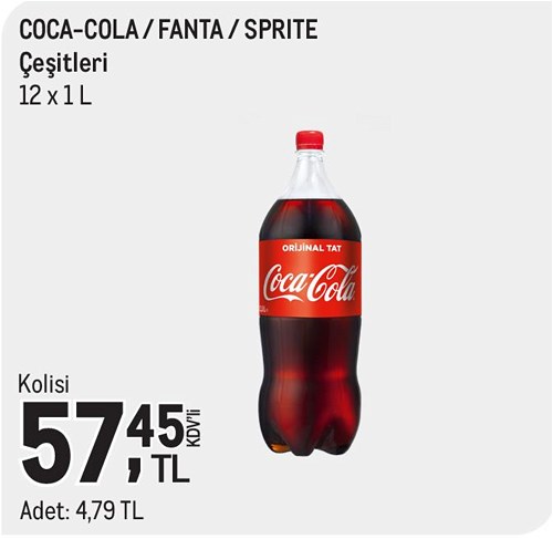 Coca-Cola/Fanta/Sprite Çeşitleri 12x1 l image